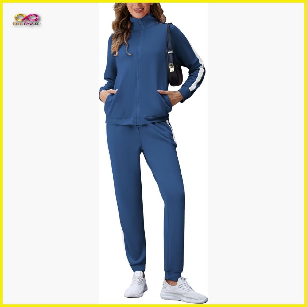 Full Zip Tracksuit Set Long Sleeve Jogging Suit Sweatsuit With Pockets